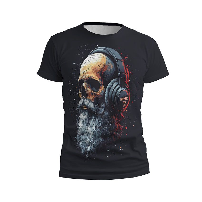 Футболка мужская спортивная с принтом «Музыкальный череп. Цветной. Music Skull. Color»