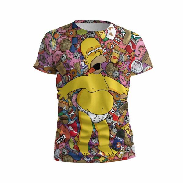 Футболка чоловіча спортивна з принтом «Сімпсони. Гомер з пончиками. The Simpsons. Homer with donuts»