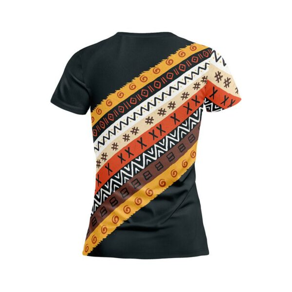 Футболка жіноча спортивна з принтом «Етнічний помаранчевий візерунок. Ethnic orange pattern. Black»