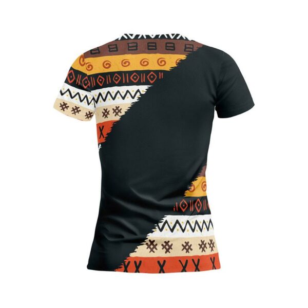 Футболка жіноча спортивна з принтом «Етнічний помаранчевий візерунок. Ethnic orange pattern. Black»