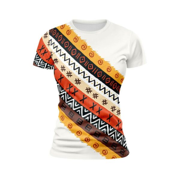 Футболка жіноча спортивна з принтом «Етнічний помаранчевий візерунок. Ethnic orange pattern. White»
