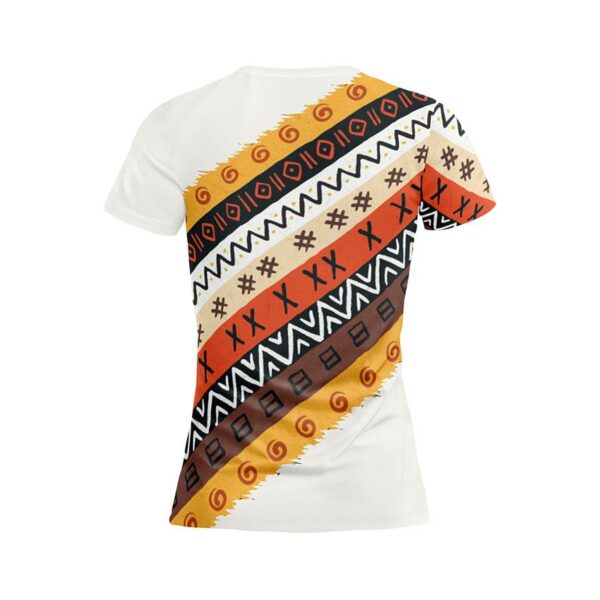 Футболка жіноча спортивна з принтом «Етнічний помаранчевий візерунок. Ethnic orange pattern. White»
