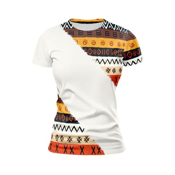 Футболка жіноча спортивна з принтом «Етнічний помаранчевий візерунок. Ethnic orange pattern. White»