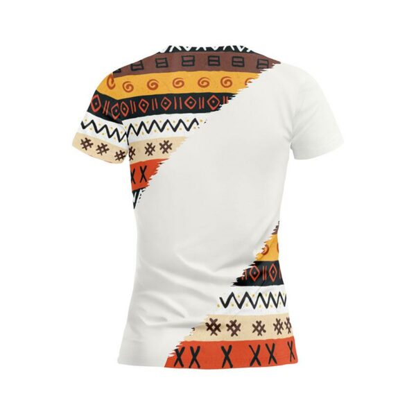 Футболка жіноча спортивна з принтом «Етнічний помаранчевий візерунок. Ethnic orange pattern. White»