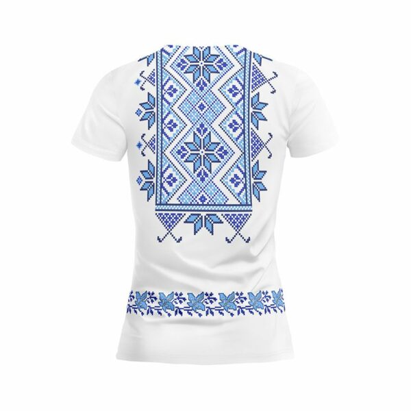 Футболка женская спортивная с принтом «Цветочная вышиванка. Белая. Floral embroidery. White»