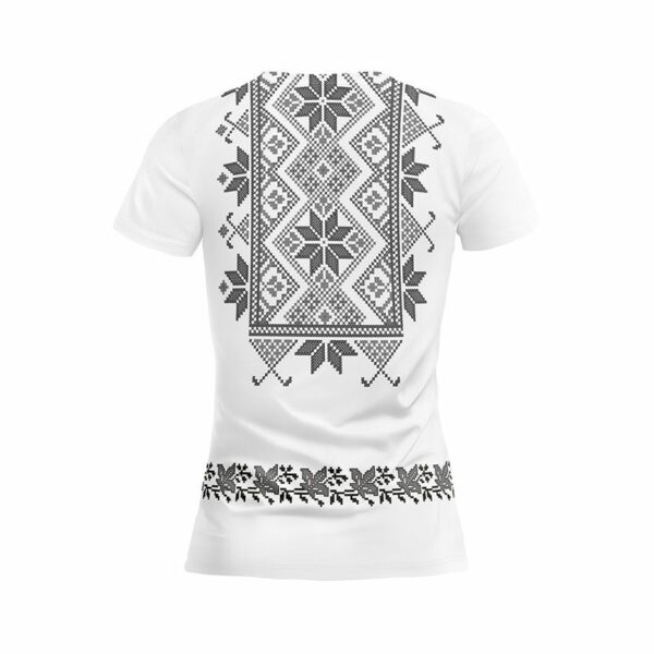 Футболка женская спортивная с принтом «Цветочная вышиванка. Белая. Floral embroidery. White»
