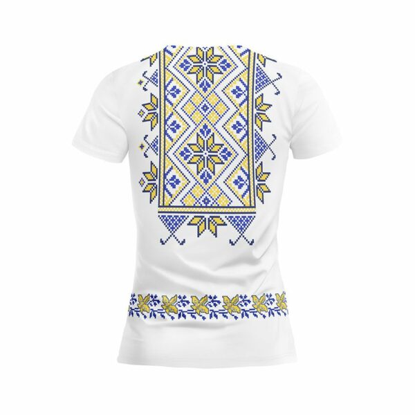 Футболка женская спортивная с принтом «Цветочная вышиванка. Белая. Floral embroidery. White»