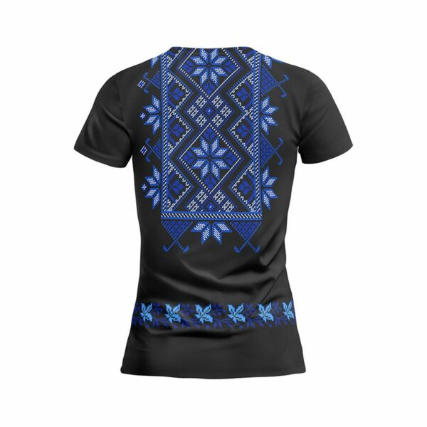 Футболка жіноча спортивна з принтом «Квіткова вишиванка. Чорна. Floral embroidery. Black»
