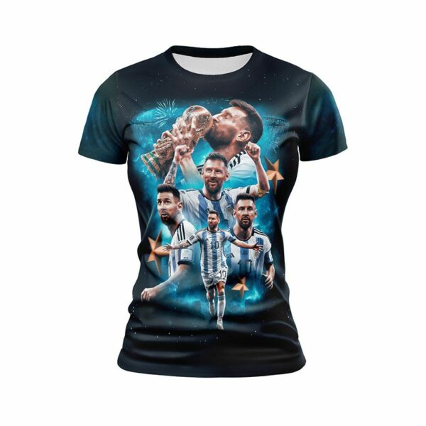 Футболка жіноча спортивна з принтом «Мессі. Шлях до слави. Messi. Road to Glory»