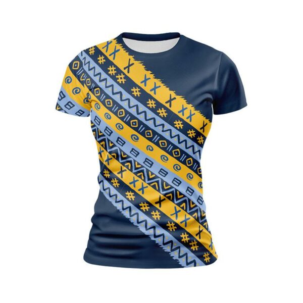Футболка женская спортивная с принтом «Национальный паттерн. National pattern. Blue»