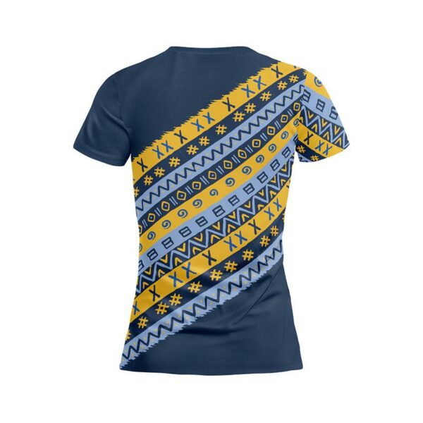 Футболка женская спортивная с принтом «Национальный паттерн. National pattern. Blue»
