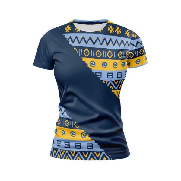 Футболка женская спортивная с принтом «Национальный паттерн. National pattern. Blue»