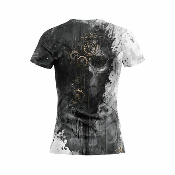 Футболка женская спортивная с принтом «Стимпанк череп. Арт. Steampunk skull. Art»
