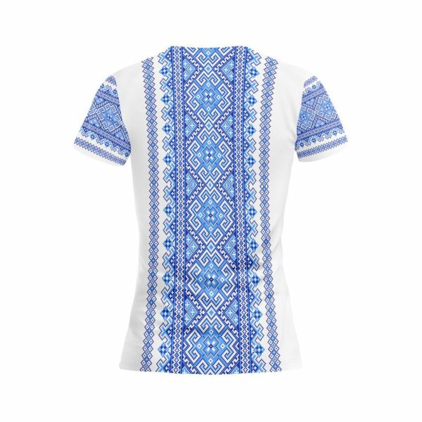 Футболка жіноча спортивна з принтом «Традиційна вишиванка. Біла. Traditional embroidery. White»