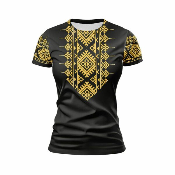 Футболка жіноча спортивна з принтом «Вишиванка. Українська міць. Embroidery. Ukrainian Strength»