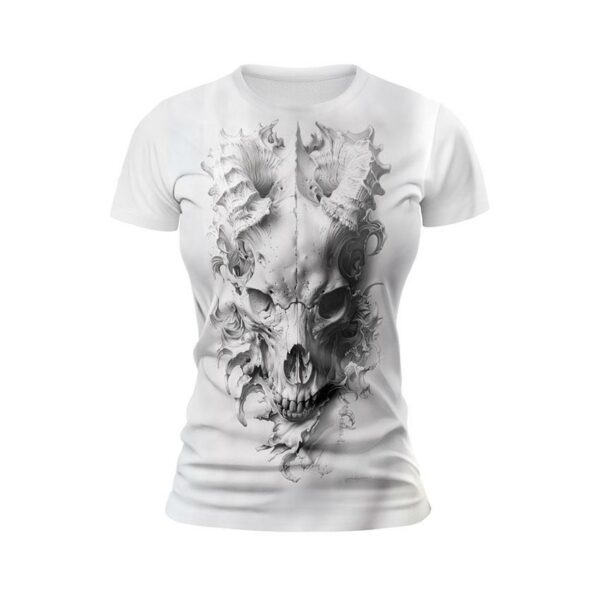 Футболка женская спортивная с принтом «Череп демона. Demon Skull»