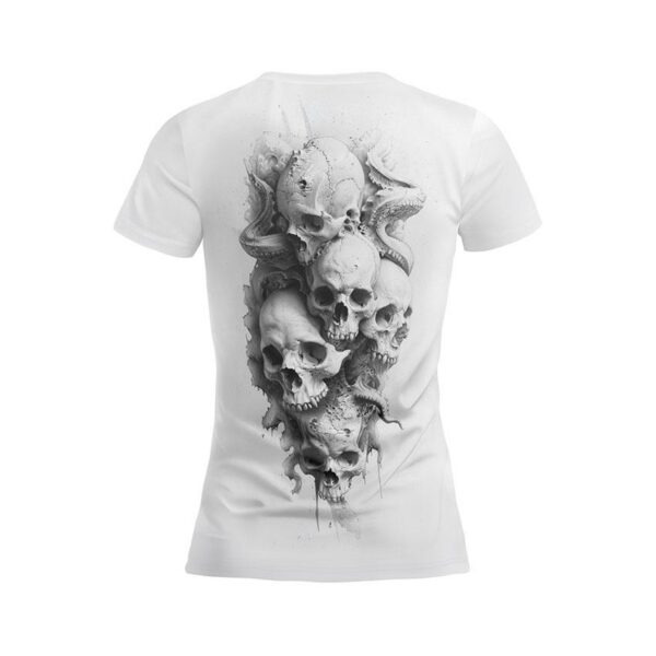 Футболка женская спортивная с принтом «Черепа черно-белые. Skulls black and white»