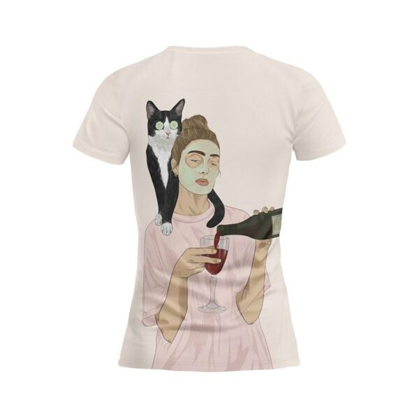 Футболка женская спортивная с принтом «Девушка и кот. Girl and cat»