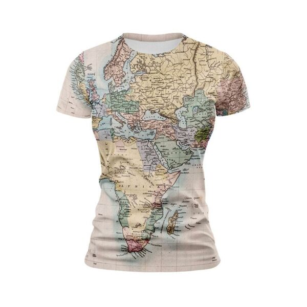 Футболка женская спортивная с принтом «Винтажная карта мира. Vintage world map»