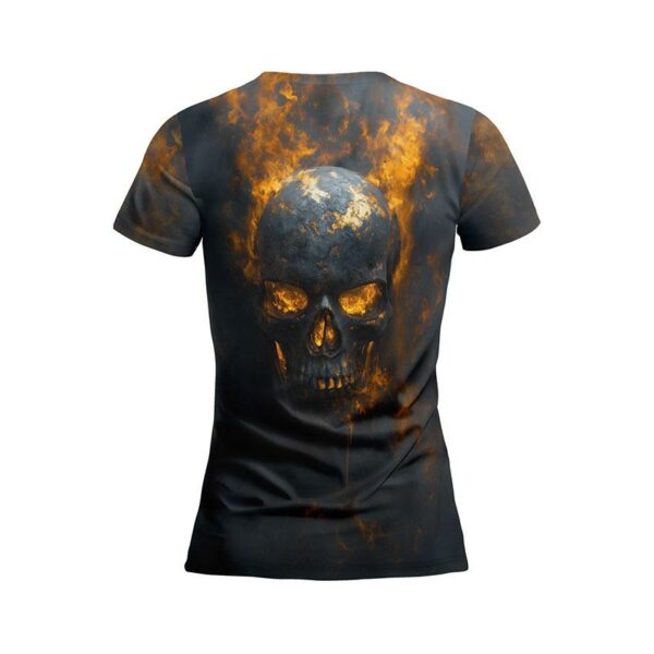 Футболка женская спортивная с принтом «Огненный череп. Fire Skull»