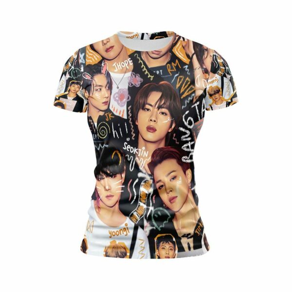 Футболка женская спортивная с принтом «Группа БТС. К-поп. BTS group. K-pop»