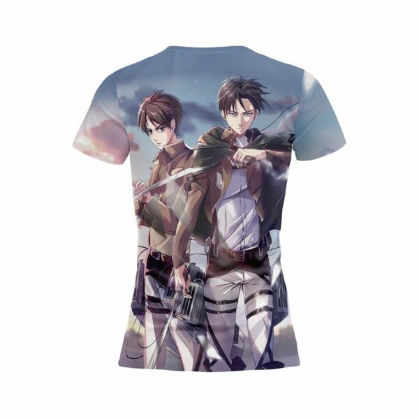 Футболка женская спортивная с принтом «Леви и Эрен. Атака Титанов. Levi and Eren. Attack on Titan»