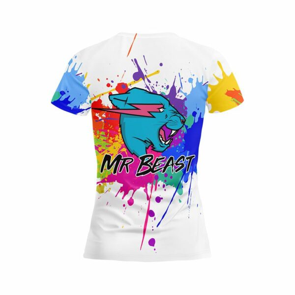 Футболка женская спортивная с принтом «Мистер Бист. Взрыв красок. MrBeast. Color Explosion»