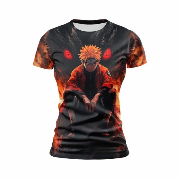 Футболка женская спортивная с принтом «Наруто. Сила огня. Naruto. Fire Power»