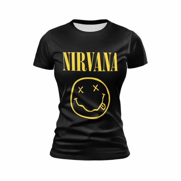 Футболка женская спортивная с принтом «Нирвана. Американская рок-группа. Nirvana. American rock band»
