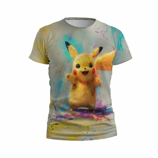 Футболка мужская спортивная с принтом «Пикачу в краске. Pikachu in paint»