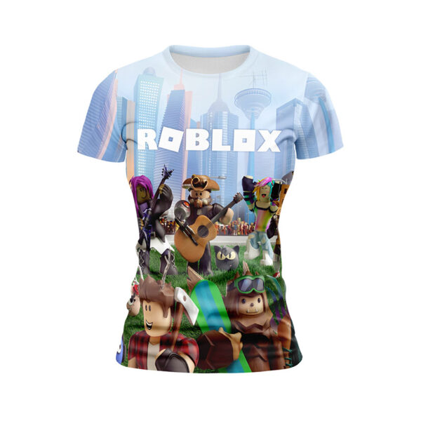 Футболка женская спортивная с принтом «Роблокс. Игра. Персонажи. Roblox. Game. Characters»