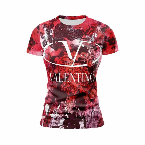 Футболка женская спортивная с принтом «Валентино. Красная абстракция. Valentino. Red Abstraction»