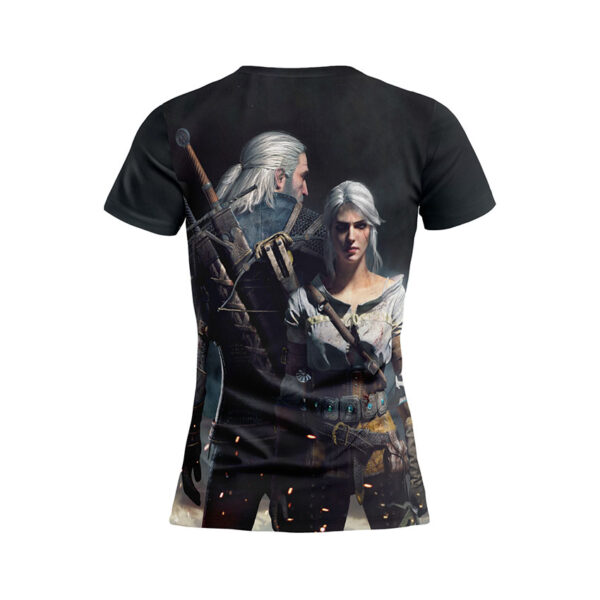 Футболка женская спортивная с принтом «Ведьмак 3. Геральт и Цири. The Witcher 3. Geralt and Ciri»