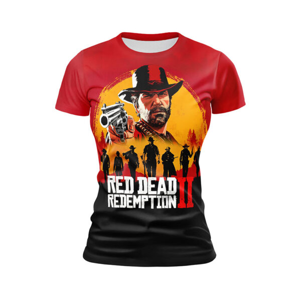 Футболка женская спортивная с принтом «Огонь приключений. Adventure Blaze. Red Dead Redemption»
