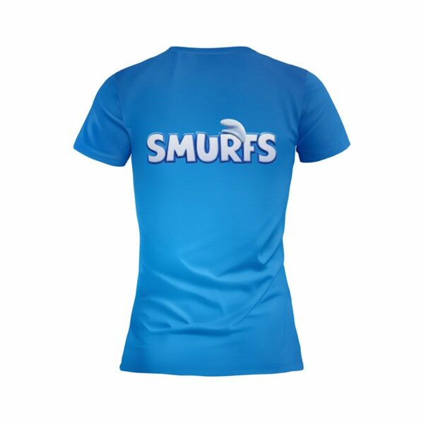 Футболка женская спортивная с принтом «Команда Смурфиков. Smurfs Team»