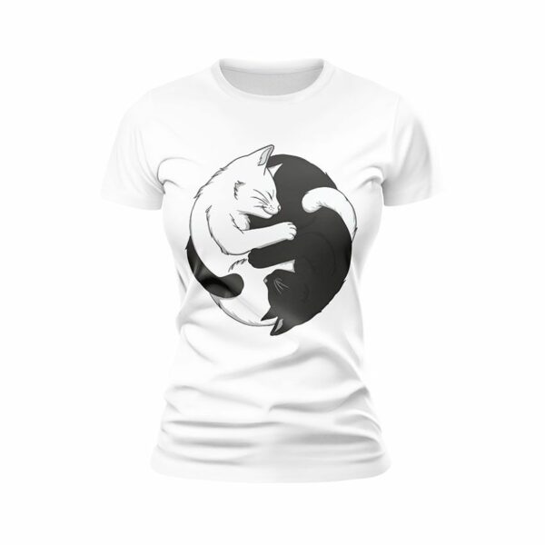 Футболка жіноча спортивна з принтом «Коти Інь-Ян. Сats Yin and Yang»