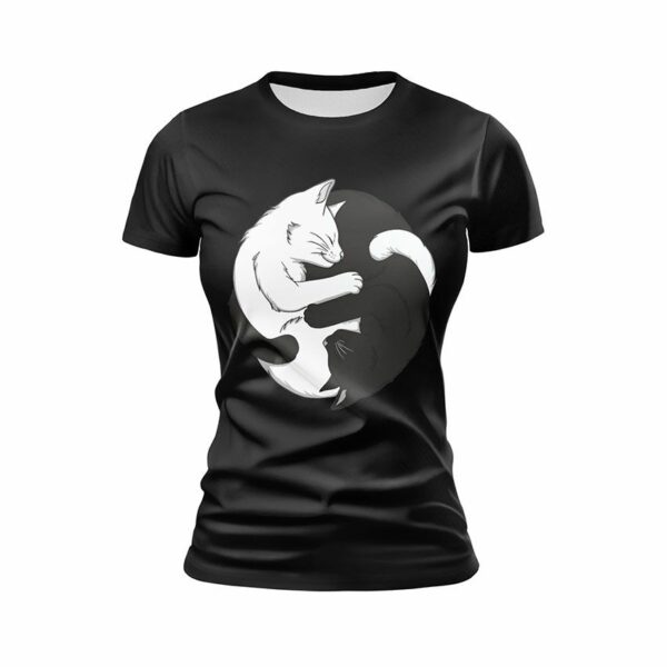 Футболка жіноча спортивна з принтом «Коти Інь-Ян. Сats Yin and Yang»