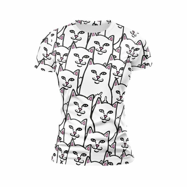 Футболка женская спортивная с принтом «Котик мем. Паттерн. Cat meme. Pattern»