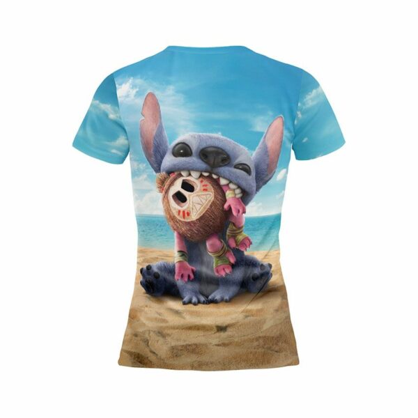 Футболка жіноча спортивна з принтом «Ліло і Стіч. Пляжний Стіч. Lilo and Stitch. Beach Stitch»