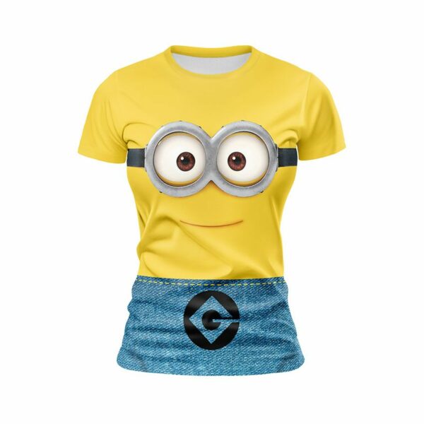 Футболка женская спортивная с принтом «Лицо Миньона. Minion’s face»