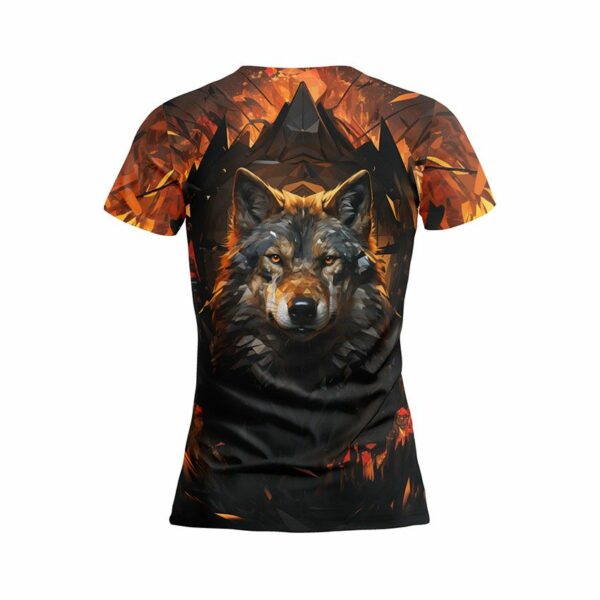 Футболка женская спортивная с принтом «Пламенный волк. Fiery Wolf»