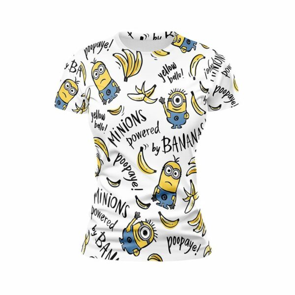 Футболка женская спортивная с принтом «Миньоны и бананы. Паттерн. Minions and bananas. Pattern»