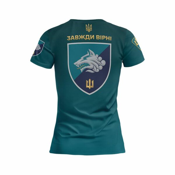 Футболка женская спортивная с принтом «1-й отдельный батальон морской пехоты. Защитник моря. Sea Defender»