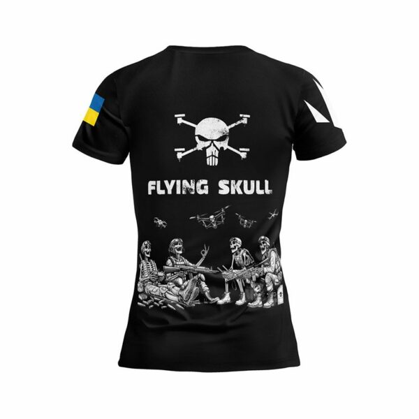 Футболка жіноча спортивна з принтом «Батальйон «Flying Skull». Безсмертні дрони. Immortal Drones»