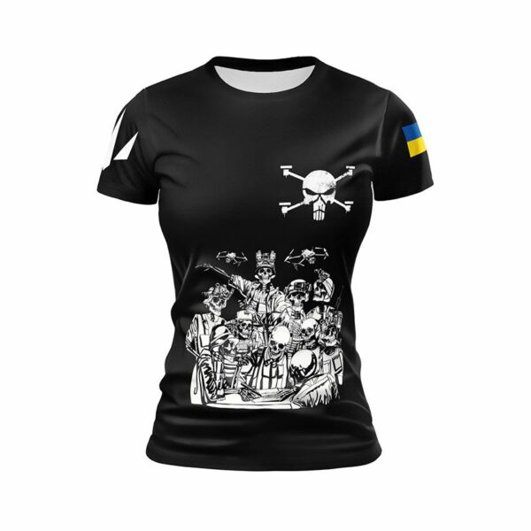 Футболка жіноча спортивна з принтом «Батальйон «Flying Skull». Команда безсмертних. Undead Squad»