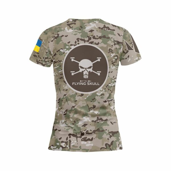 Футболка жіноча спортивна з принтом «Батальйон «Flying Skull». Незламний знак. Unbreakable Symbol»