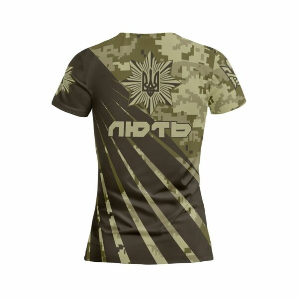 Футболка женская спортивная с принтом «Бригада Лють. Камуфляж. Camouflage»