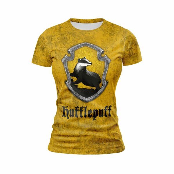 Футболка женская спортивная с принтом «Пуффендуй. Честность и отвага. Hufflepuff. Honesty and Courage»