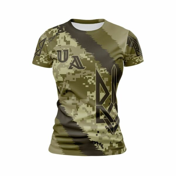 Футболка жіноча спортивна з принтом «Камуфляж волі. Camouflage of Freedom»