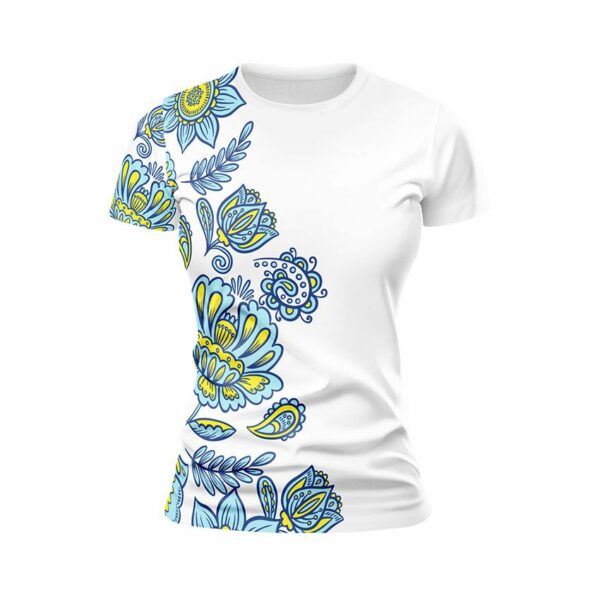 Футболка женская спортивная с принтом «Цветочная Украина. Floral Ukraine. NEW»